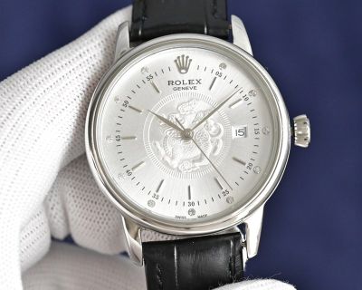 Rolex Imported 8215 Movement 316L Steel Italian Calfskin Leather Band 40mm Pixiu Pattern Watch